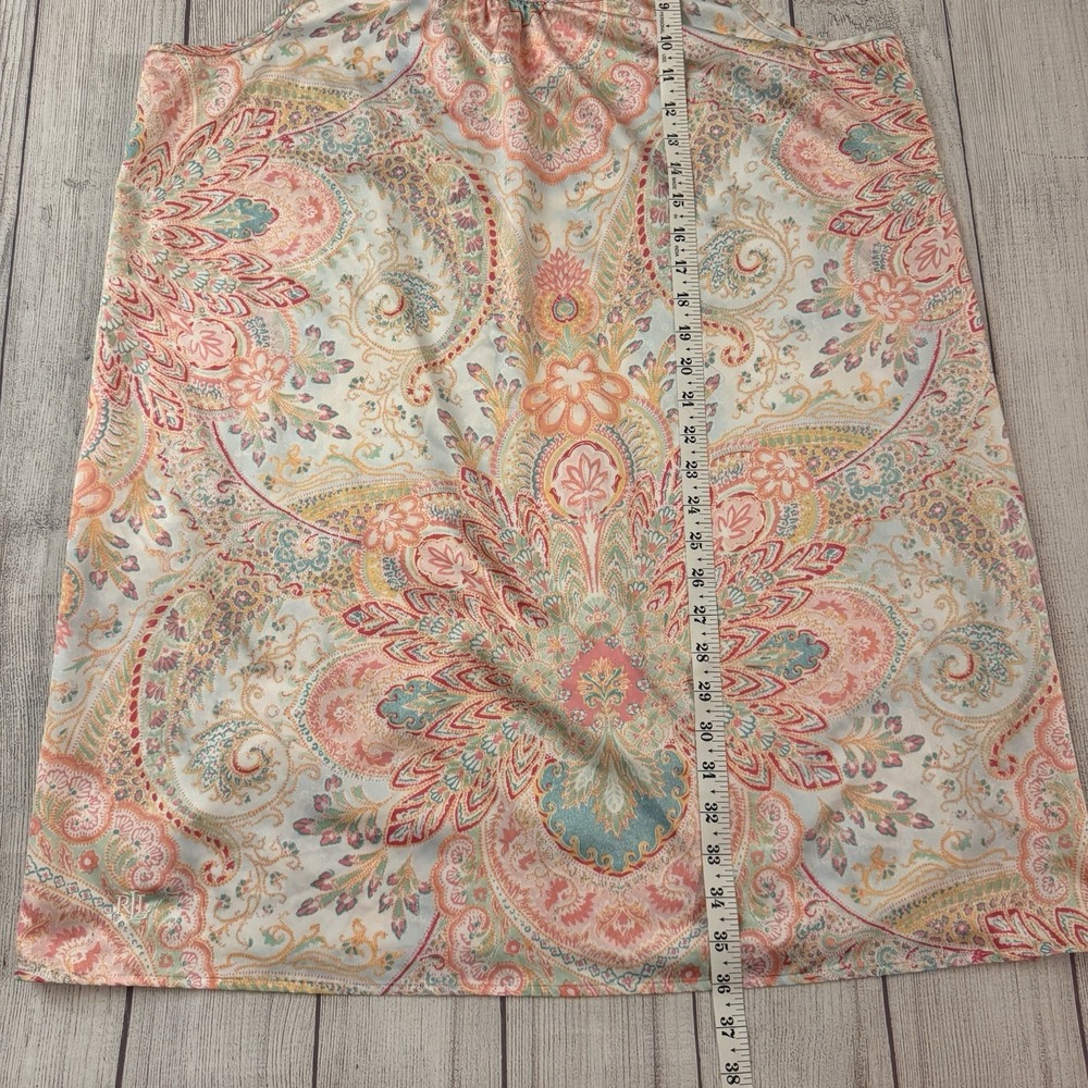 Lauren Ralph Lauren Sleepwear Paisley Satin Cami Nightgown XL Strappy Lingerie - Picture 3 of 8